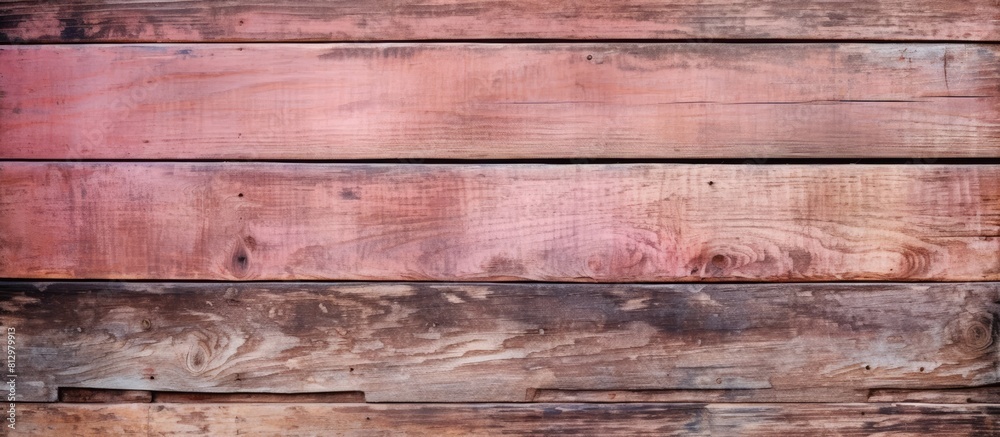 Naklejka premium A shabby vertical surface of wooden texture with peeling paint portraying a natural wooden background It is brown with a hint of pink and provides ample copy space for design and decoration Image cre