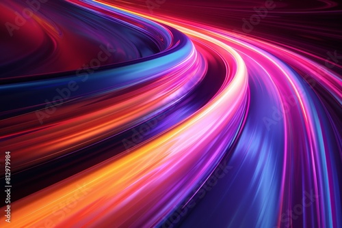 Dynamic Abstract Light Swirls With Blue and Red Tones