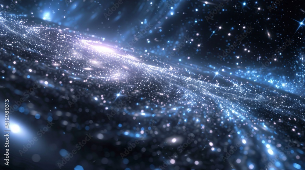 Obraz premium A galaxy with a blue background and a lot of stars