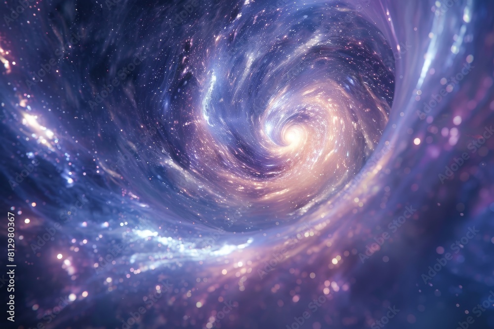 A spiral galaxy with a blue center and white stars A spiral galaxy with a blue center and white stars