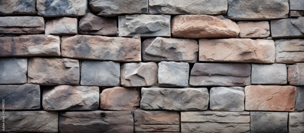 A wall made of decorative granite stones providing an attractive backdrop for photographs or designs with space to add images. Copyspace image