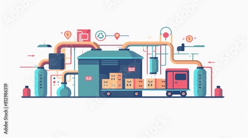 Supply chain tracking flat design top view logistics transparency theme animation Split-complementary color scheme