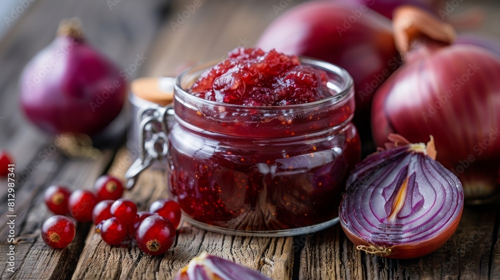 Homemade DIY natural healthy red onion marmalade with rasberry sirup Homemade DIY natural healthy red onion marmalade with rasberry sirup