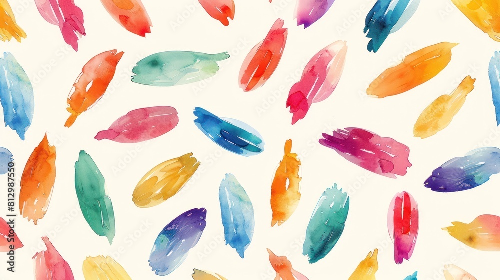 Vibrant Watercolor Brush Strokes Dance on White Canvas Vibrant Watercolor Brush Strokes Dance on White Canvas