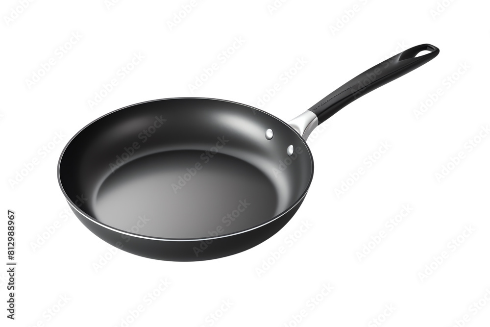Nonstick frying pan with a long handle. It is black in color. Isolated on a transparent background. Nonstick frying pan with a long handle. It is black in color. Isolated on a transparent background.
