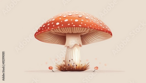 Red and white toadstool mushroom.