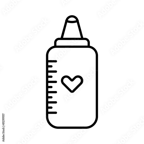 Icon Line color black milk drinking bottle