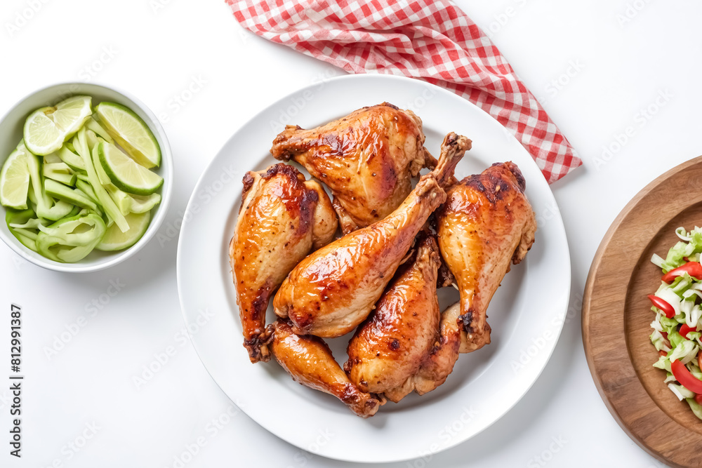 Grilled Chicken Legs with Fresh Lime and Salad Grilled Chicken Legs with Fresh Lime and Salad