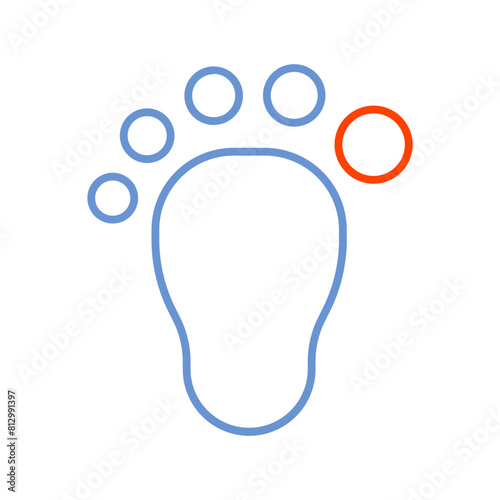 Icon Line dual tune color blue and red Footsteps