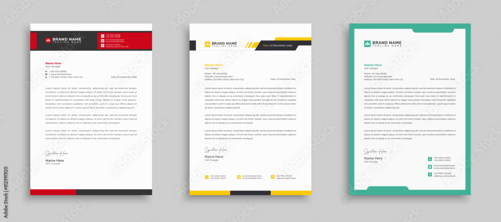 Modern business letterhead in abstract design template. Letter head Pad layout