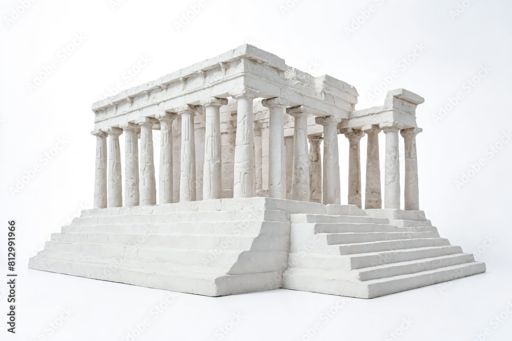 Echoes of Antiquity: White Marble Ancient Greek Temple Model