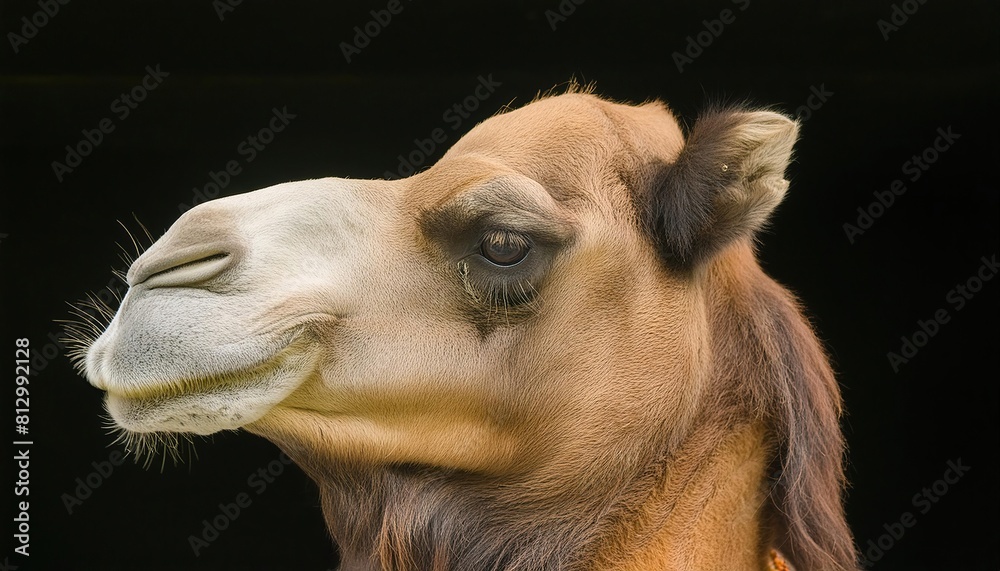 Obraz premium camel close up head on black background
