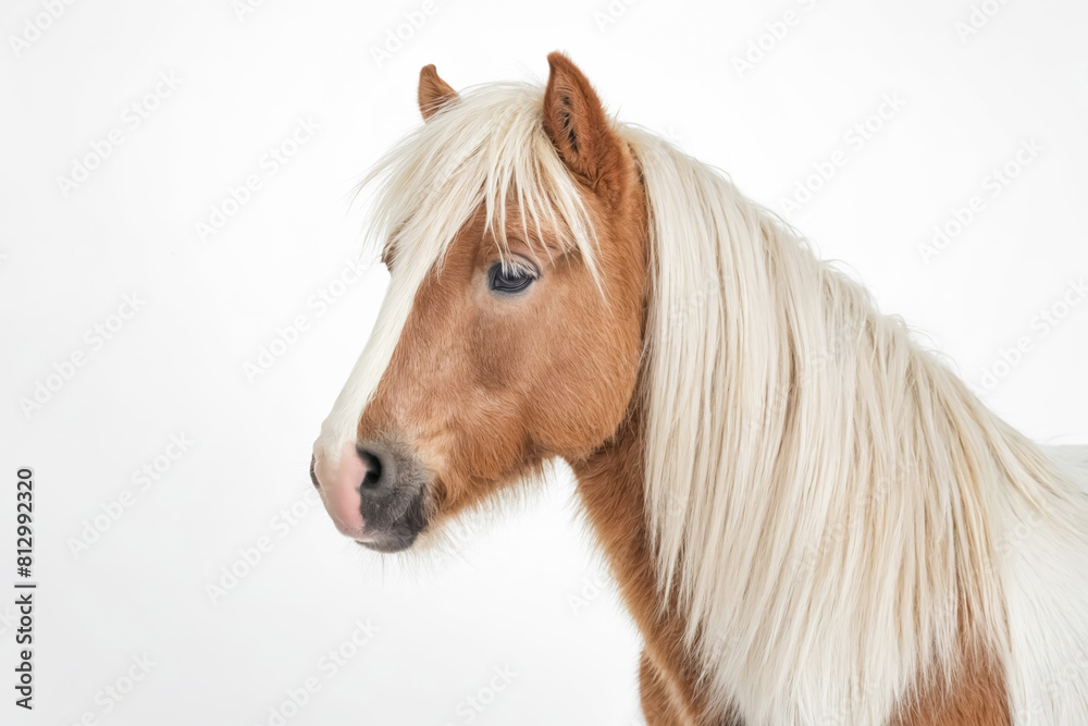 Obraz premium Portrait of a Brown Horse with a White Mane