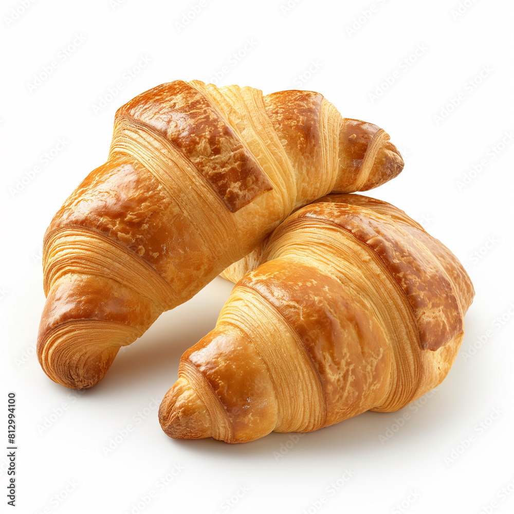 there are two croissants on a white surface