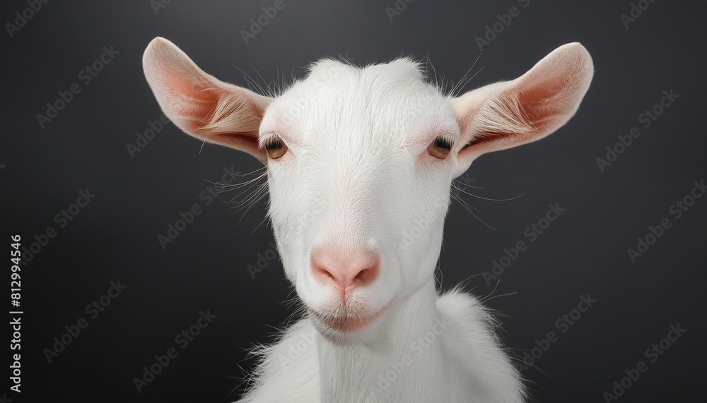 goat close up head on black background