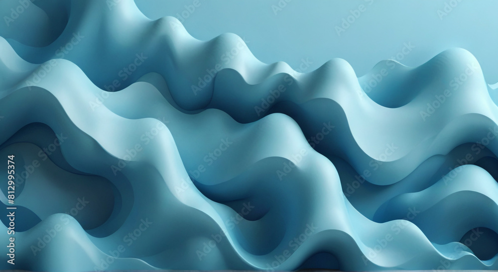 Azure Ripples: Multilevel Stereogram Illusion of Curling Blue Waves