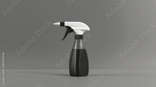  blank plastic spray bottle isolated on gray background with clipping path. Packaging mockup.