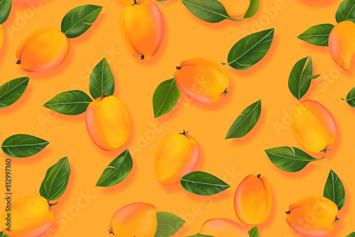 Mango Fruit on Orange Background | Fresh Produce Design | Juicy Mango, Tropical Flavor, Vibrant Orange, Exotic Fruit, Healthy Eating