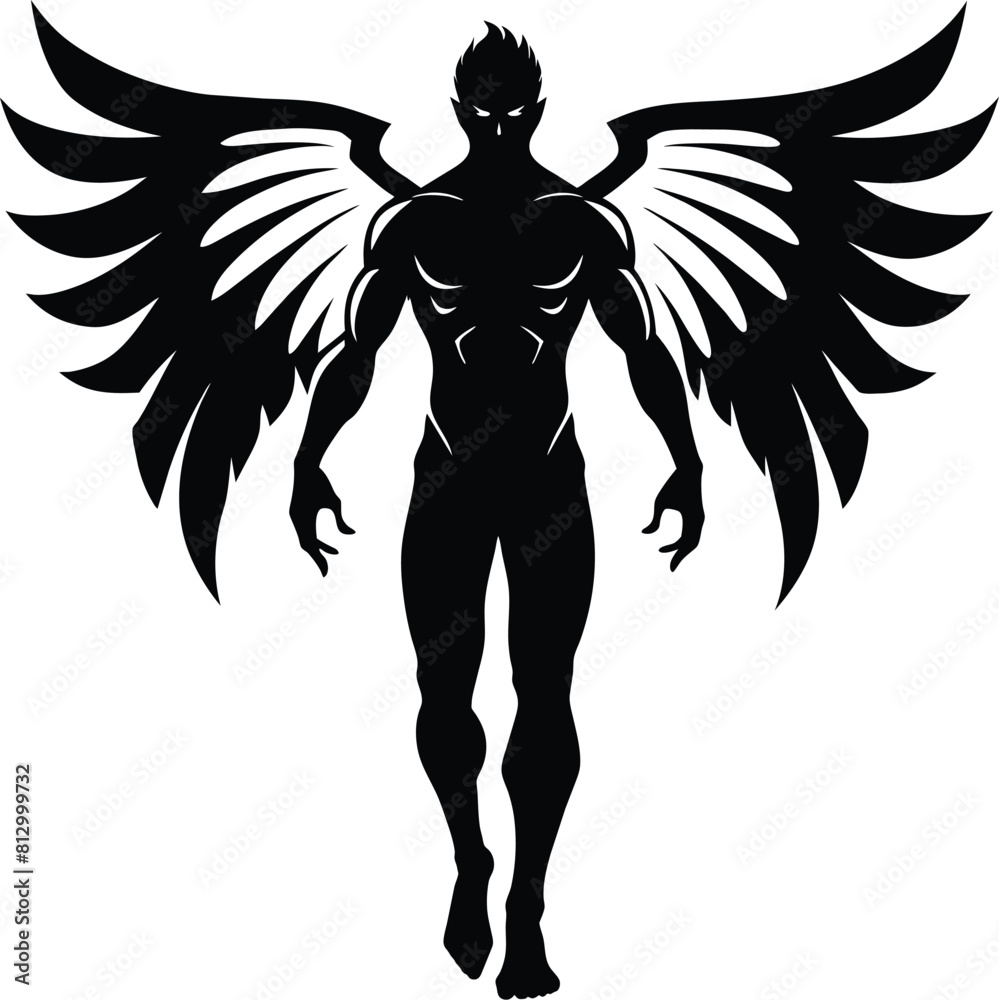 Fototapeta premium The angel is a man vector silhouette 
