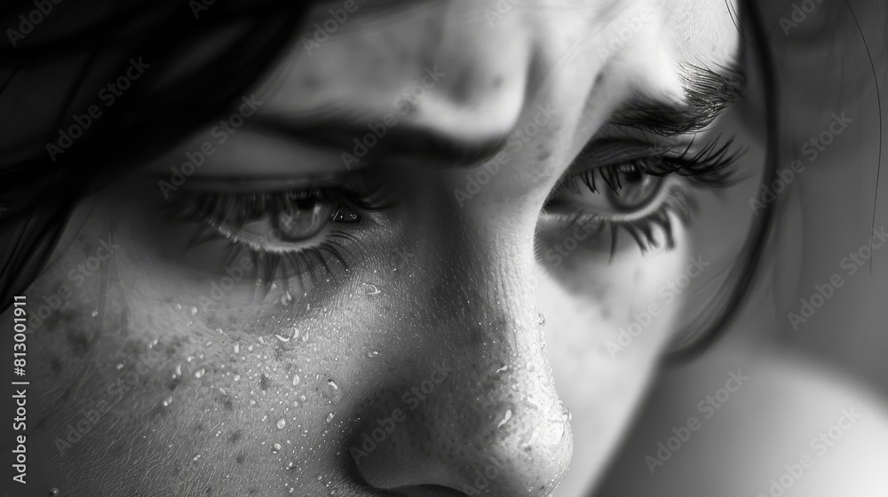 Fototapeta premium A woman with dark hair and brown eyes