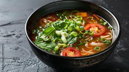 Promotional photo of Asian soup on a transparent white background.