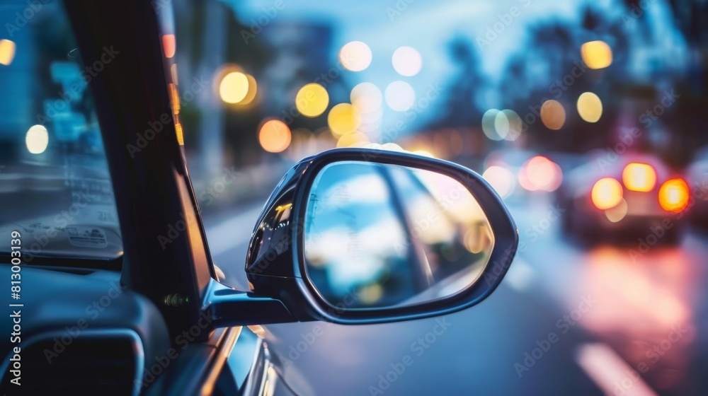 Car mirror in a stock photo symbolizes reflection, perspective, and awareness. It represents the importance of looking back, being mindful of surroundings, and gaining insights from past experiences Car mirror in a stock photo symbolizes reflection, perspective, and awareness. It represents the importance of looking back, being mindful of surroundings, and gaining insights from past experiences