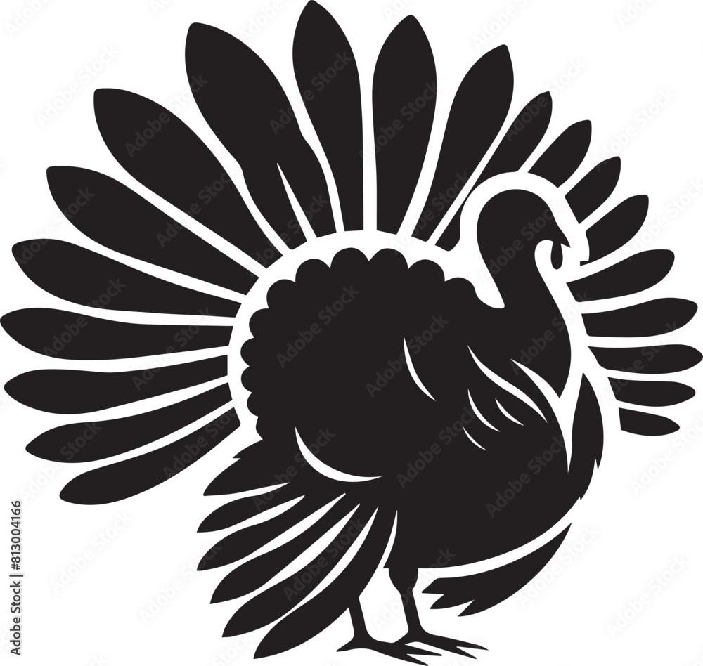 Fototapeta premium Turkey silhouette vector black and white. Turkey logo.