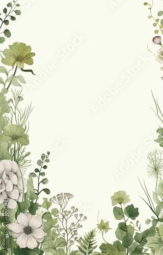a watercolor painting of a floral border