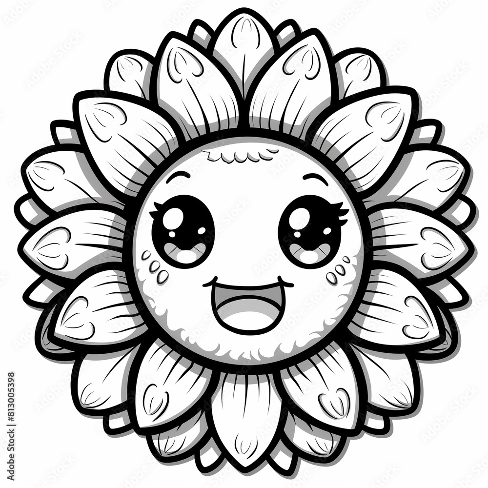 a cartoon sunflower with a happy face and big eyes