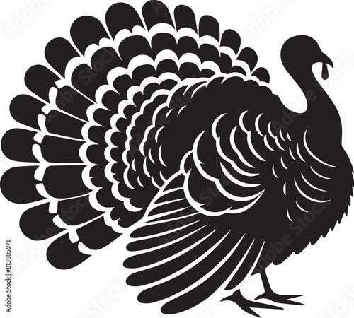 Turkey silhouette vector black and white. Turkey logo.
