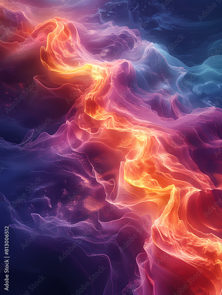 Abstract Colorful Gradient Background with Textures. The textures vary across the image, adding depth and interest to the visual composition. This digital artwork captures the fluid motion and blendin