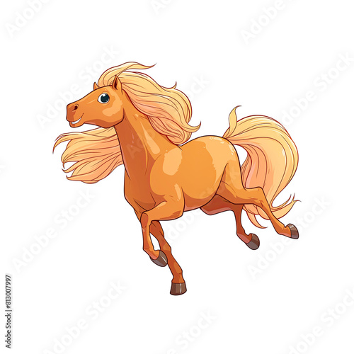 Adorable Horse Cartoon Its Mane Flowing  Cartoon Illustration