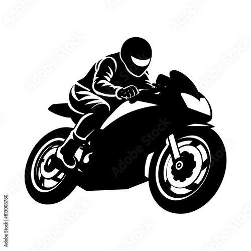 a MotoGP rider executing a high-speed turning maneuver vector silhouette
