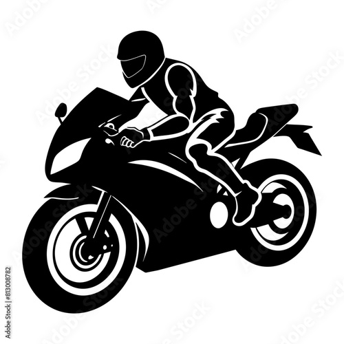 a MotoGP rider executing a high-speed turning maneuver vector silhouette