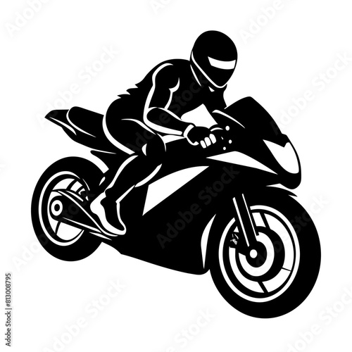 a MotoGP rider executing a high-speed turning maneuver vector silhouette