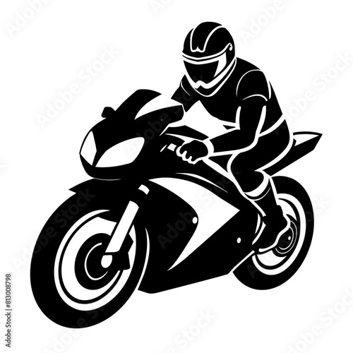 a MotoGP rider executing a high-speed turning maneuver vector silhouette