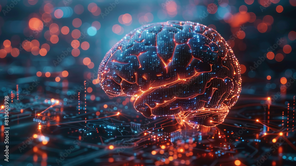 custom made wallpaper toronto digitalA brain is shown in a computer generated image with a city in the background