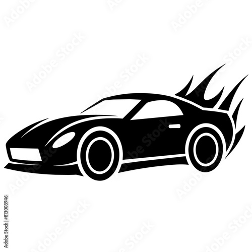 Dirt Track Race Car vector silhouette, white background 