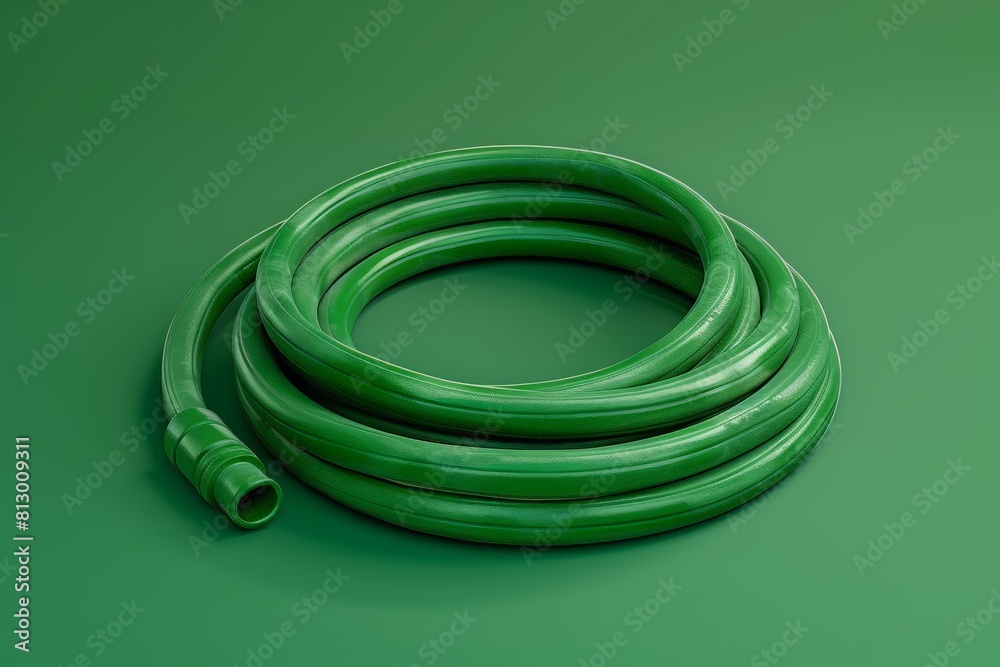 3D render of a garden hose isolated on green backdrop, illustration 3D render of a garden hose isolated on green backdrop, illustration