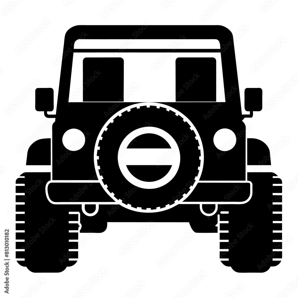 Off Road Jeep, vector silhouette, white background Off Road Jeep, vector silhouette, white background