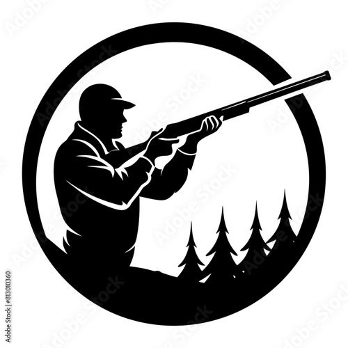 sniper shooting vector silhouette white background