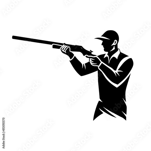 sniper shooting vector silhouette white background