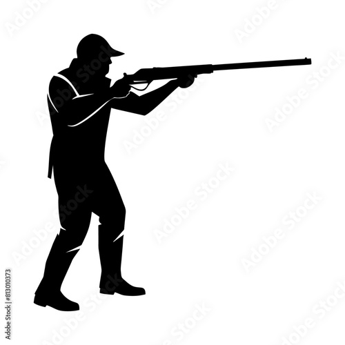 sniper shooting vector silhouette white background