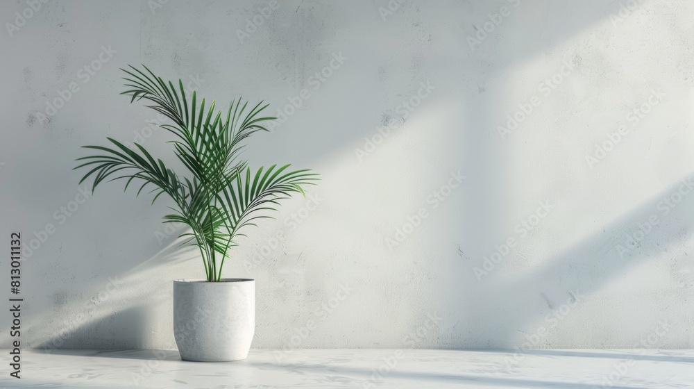 Minimalist garden with a blank plant pot mockup in empty room Minimalist garden with a blank plant pot mockup in empty room