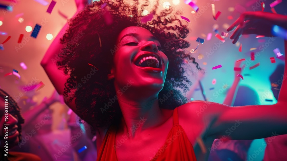Joyful Woman at Vibrant Party