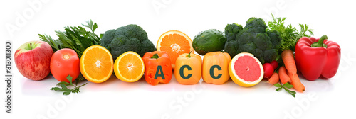 Healthy Eating Concept Showcasing Fruits and Vegetables Rich in Vitamins and Minerals