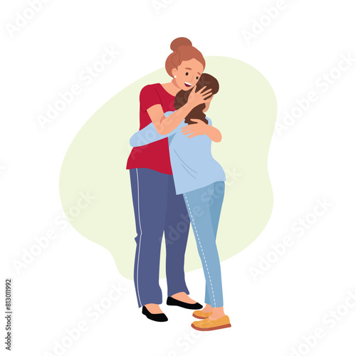 Meeting of beautiful mum and teenage girl
