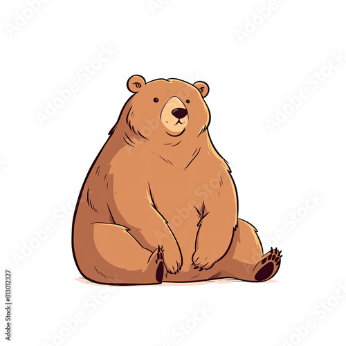 Brown Bear Cartoon Seated Comfortably  Cartoon Illustration