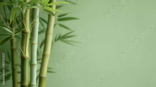 Zen bamboo tree set on a light green canvas  leaving room for text or images