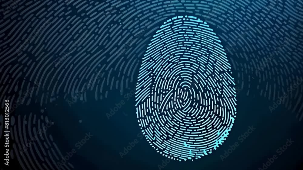 fingerprint on blue. Finger print zoom animation fingerprint on blue. Finger print zoom animation